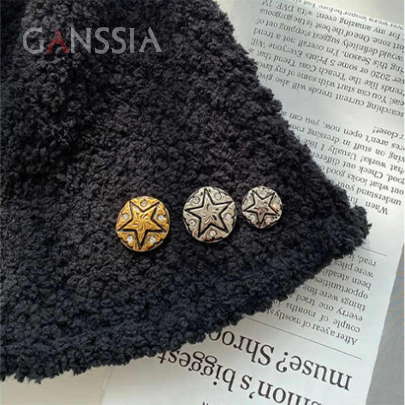 6 шт./партия круглые металлические пуговицы со стразами 18-25 мм