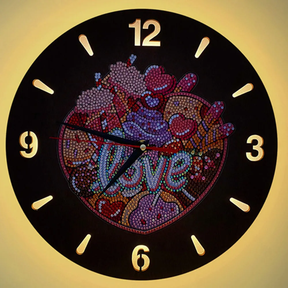 

Новинка, деревянные часы 5D "сделай сам", алмазная живопись, Бабочка, единорог, ночник, часы, украшение для дома, настенная живопись