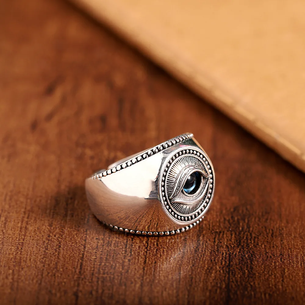 Кольцо yizai с креативным человеческим глазом мужское широкое кольцо в стиле панк