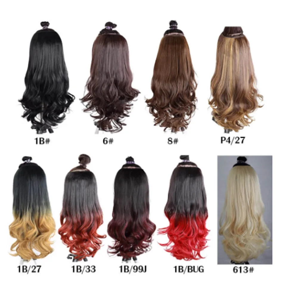 Long Wavy U Part Wig Half Wig Synthetic Wigs Clip On Hair Extensions White Wig For Women Natural Hair High Temperature Fiber