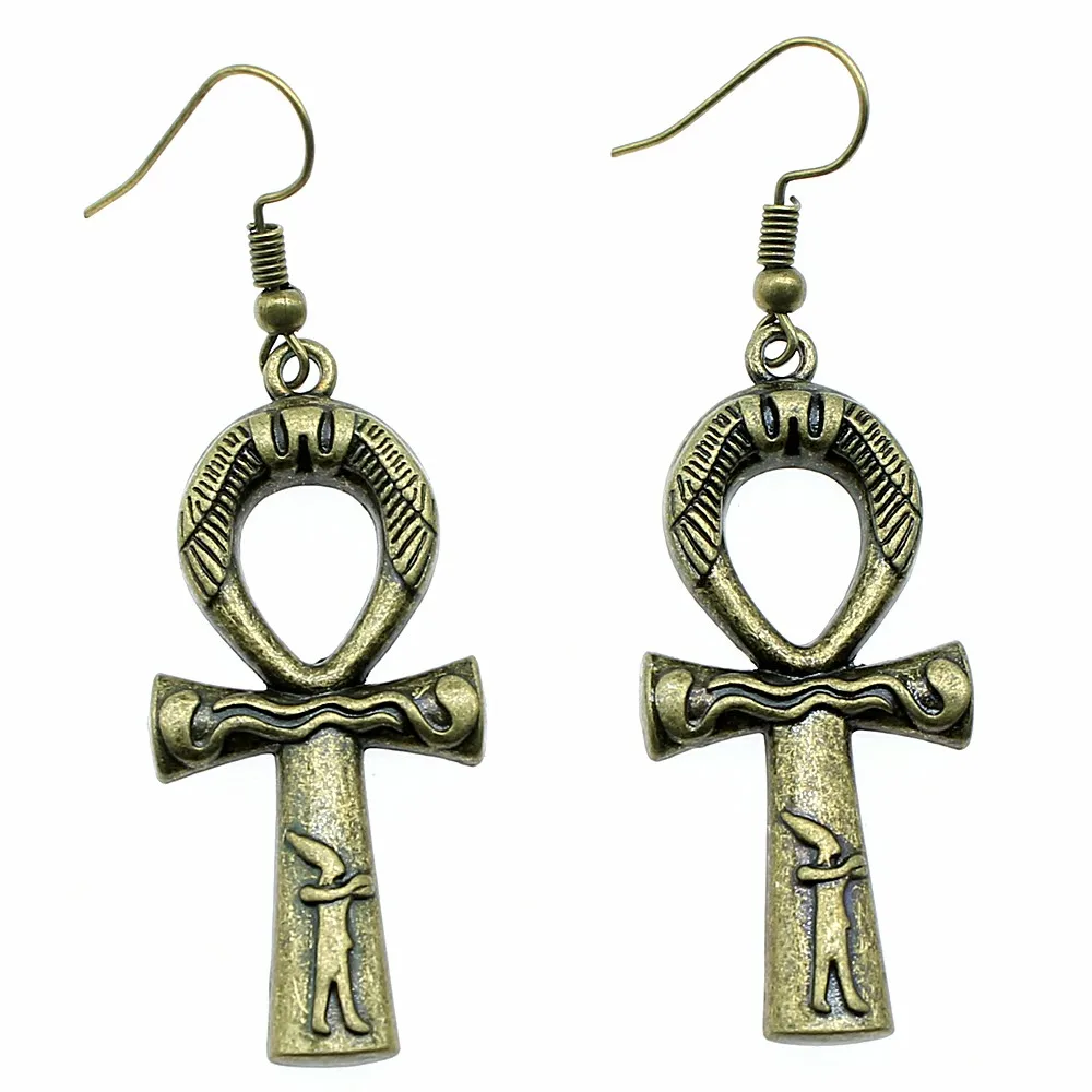 Винтаж 2 Цвета 43x19 мм АНК крест очаровывает серьги подходят для женщин вечерние