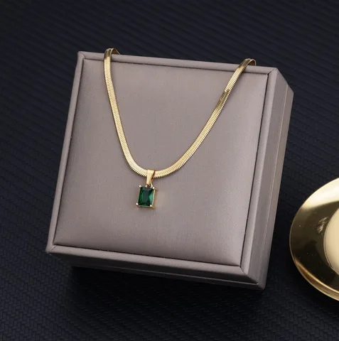 Женское винтажное ожерелье из нержавеющей стали с фианитами