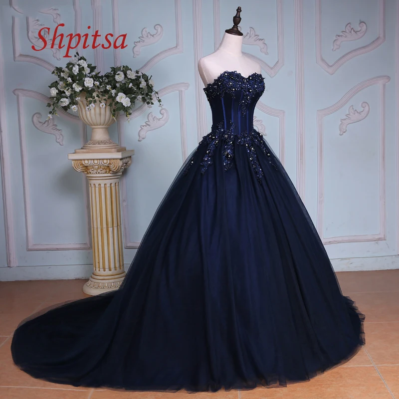 Бальное платье темно-синего цвета платья принцессы для девушек 15-16 лет