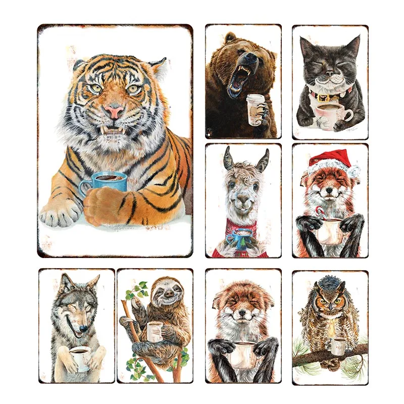 

Vintage Anime Coffee Tea Tin Sign Plaque Metal Plate Wall Art Shop Garage Pub Cafe Craft Iron Poster Metal Drawing Painting