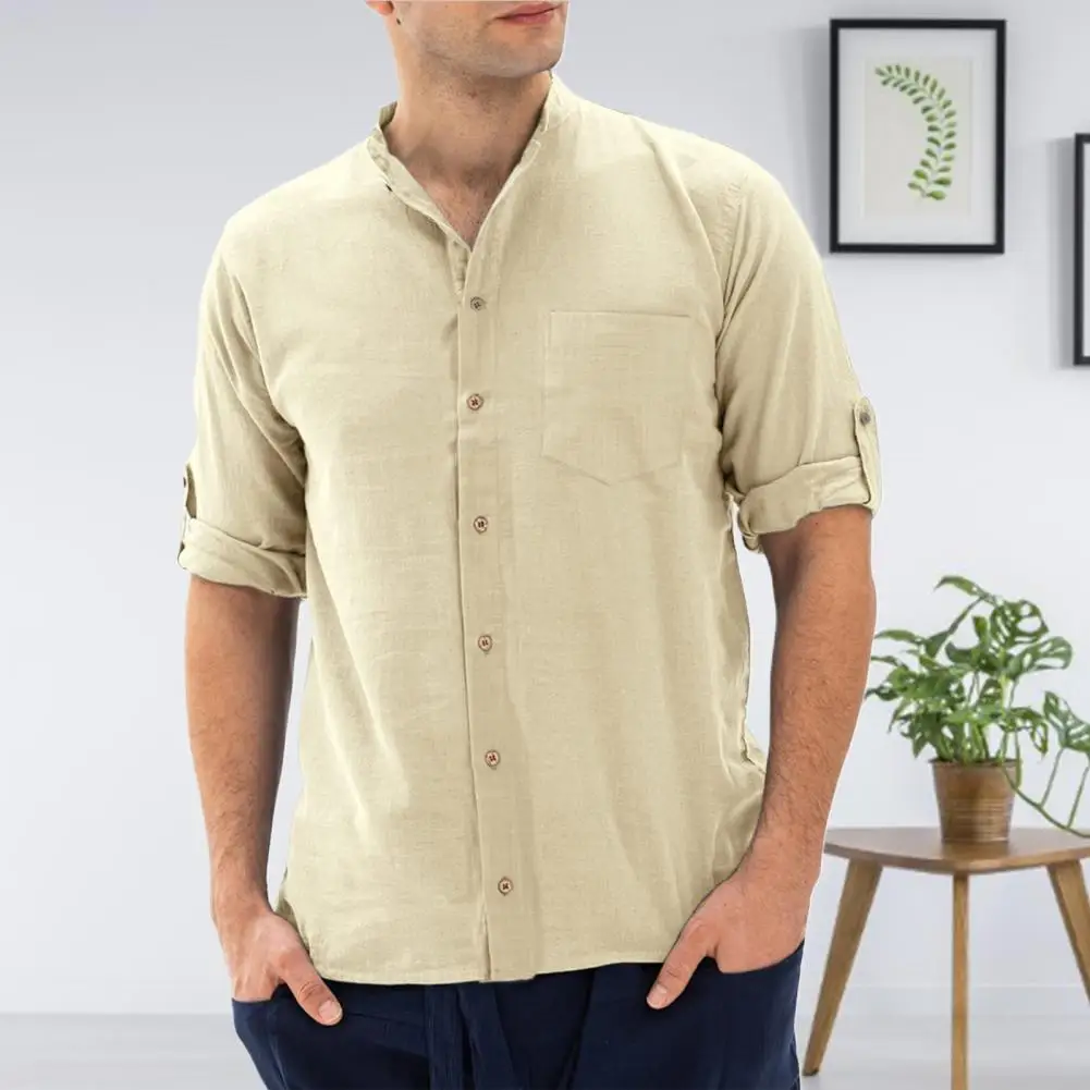 

Men Shirt Great Loose Solid Color Great Stitching Summer Top Male Clothes Summer Shirt Summer Top