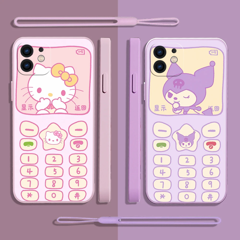 

Sanrio Retro Phone Hello Kitty Phone Case For Xiaomi Redmi Note 11 10A 10S 9 Pro Plus 10C 9A 9C 9T 4G 5G Cases with Hand Strap