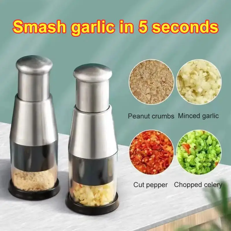 

Manual Onion Chopper Stainless Steel Garlic Presses Handheld Vegetable Spices Crusher Multi-function Pressed Slicer Peeler Tools
