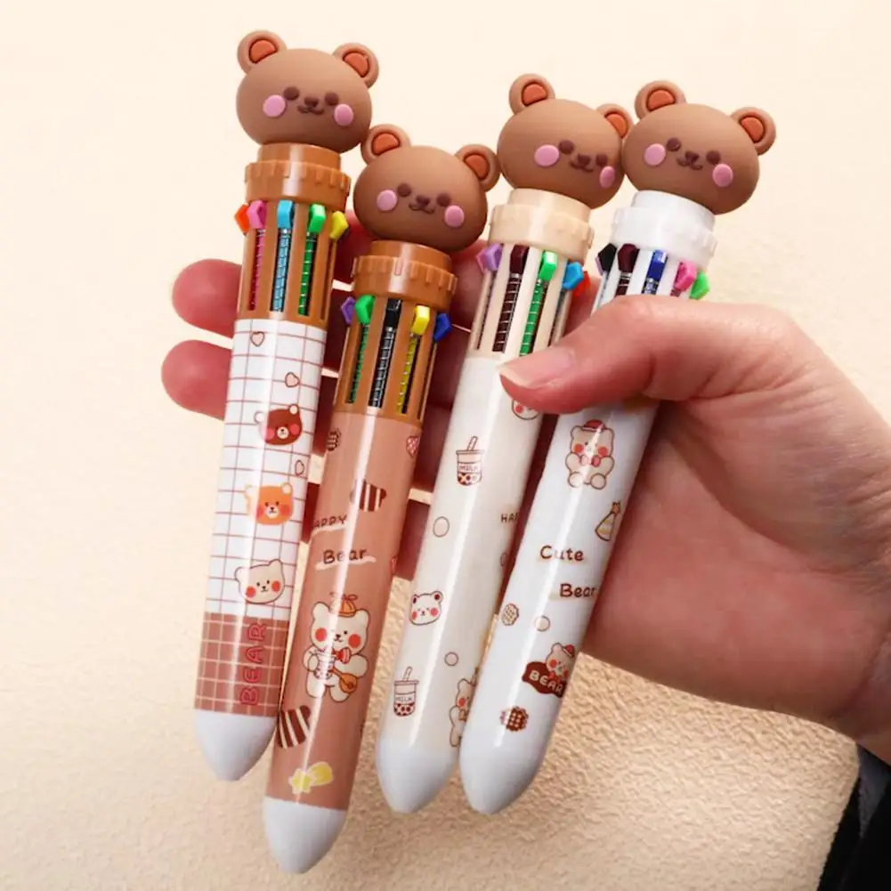 

2Pcs 0.5mm Ballpoint Pen Legible Handwriting Plastic 10 Colors Cute Appearance Stationery Pen for Office School Supplies Gifts