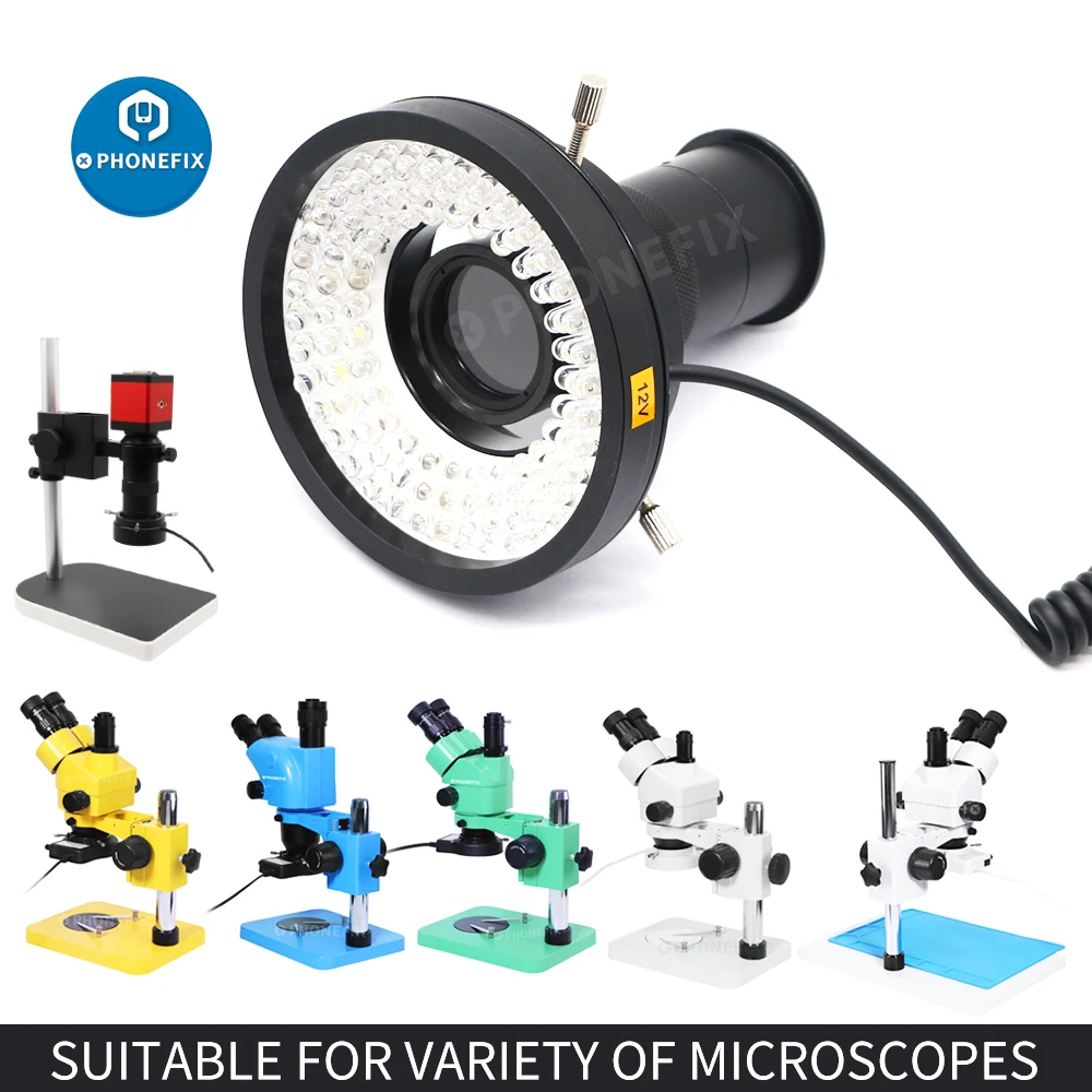 

96 LEDs Microscope Ring Light Source for Industrial Camera CCD Machine Vision Circular Polarized Light Source Illuminator Lamp
