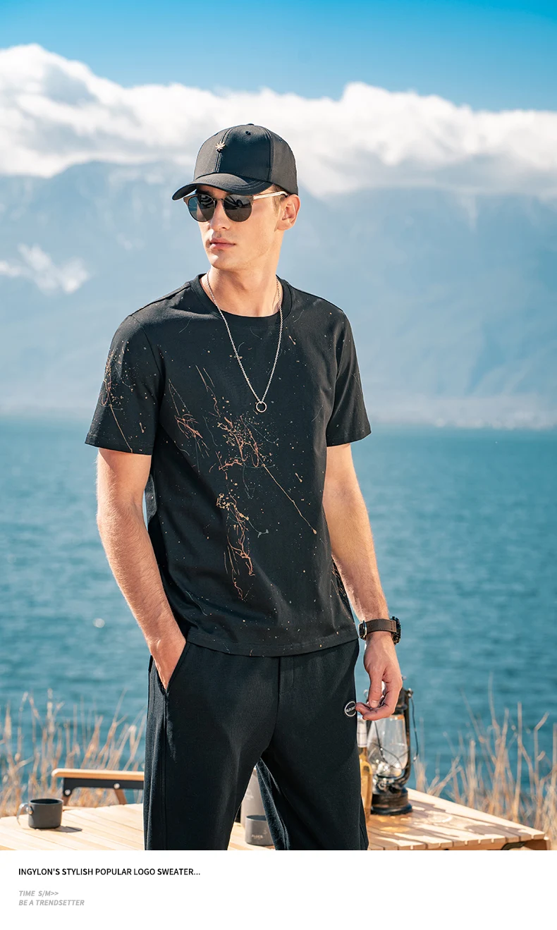 

Новинка лета 0427, уличная креативная футболка с граффити и коротким рукавом для мужчин, 2023