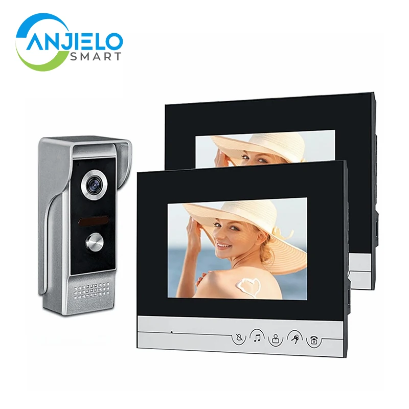 Anjielosmart Video Intercom Doorbell Night Vision With Camera 7 Inch Monitors Interfone Timbre For Apartment Security Protection