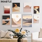 Солнце Луна горы геометрические абстрактные скандинавские плакаты и принты настенная живопись холст настенные картины для гостиной домашний декор