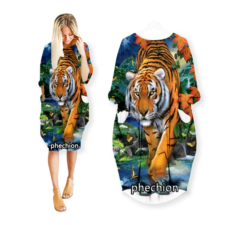Летнее красивое платье phechion с 3D принтом тигра модное Повседневное средней длины