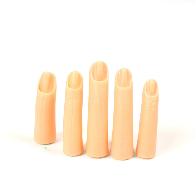 5pcs/lot Silicone Fake Finger with Magnetic Nail Art Trainer Training Hand Finger Manicure Tools False Nail Tips Holder Salon To