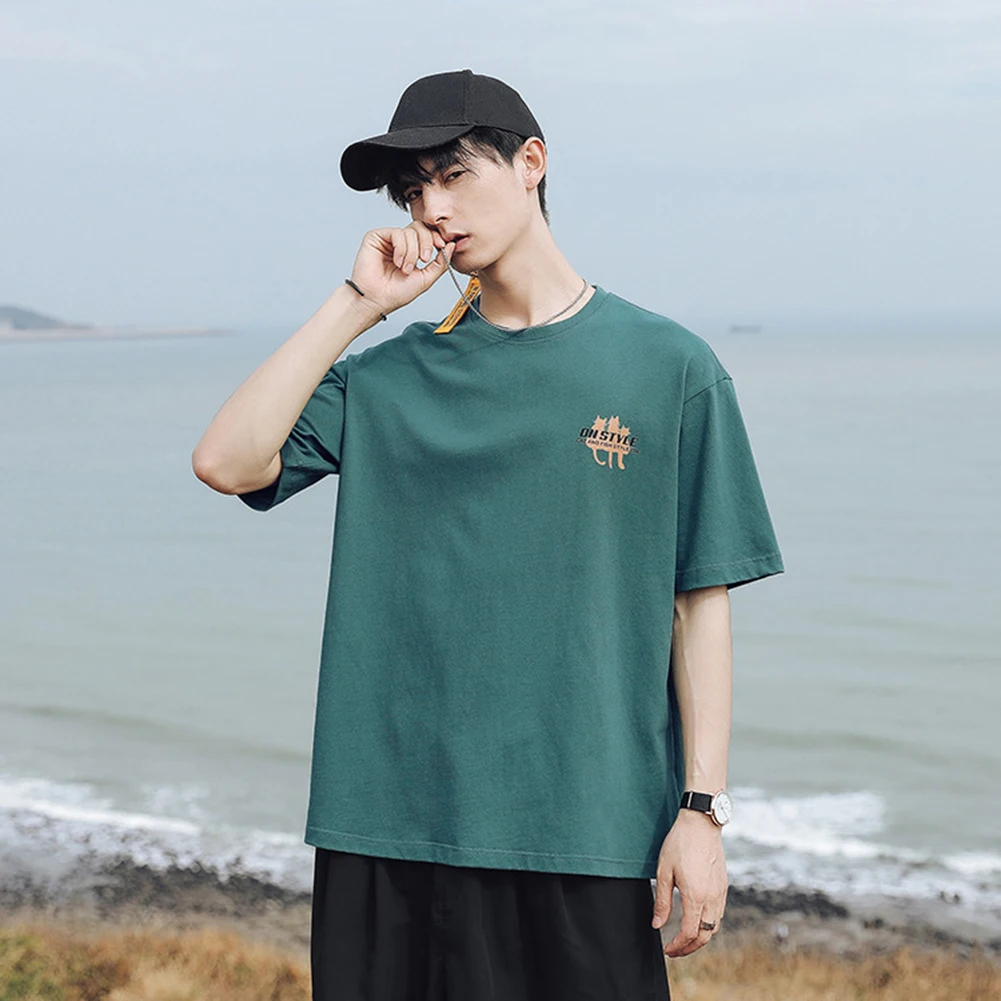 

Футболка мужская хлопковая с коротким рукавом и круглым вырезом