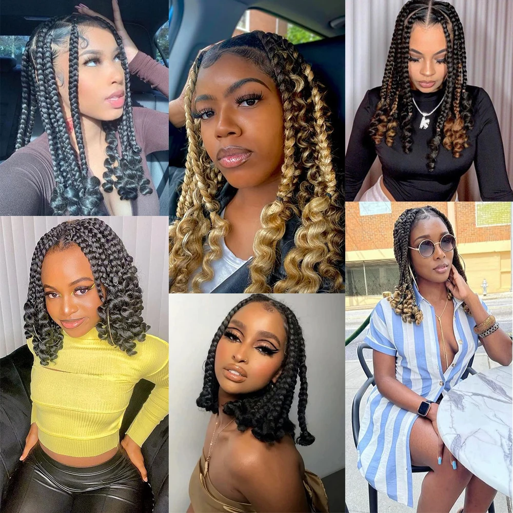 Dansama Goddess Box Braid Crochet Hair With Curly Ends Ombre Blonde Hair Extensions For Black Women and Baby Kids images - 6