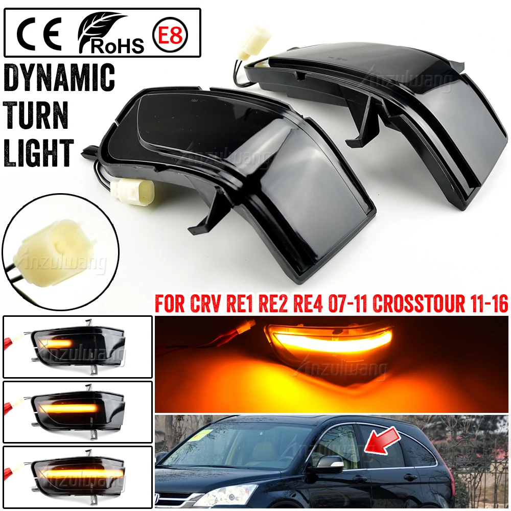 

Dynamic Blinker For Honda CRV III CR-V RE 2007 2010 2011 LED Turn Signal flowing Mirror light Arrow flasher Crosstour 2012-2016