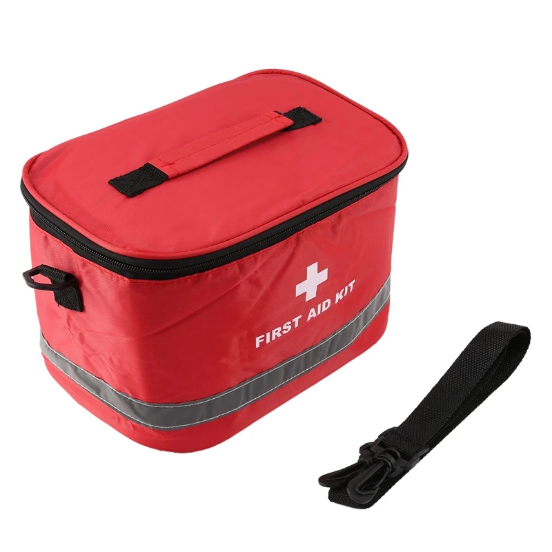 

Outdoor First Aid Kit Sports Camping Bag Home Emergency Survival Package Red Nylon Striking Cross Symbol Crossbody Bag