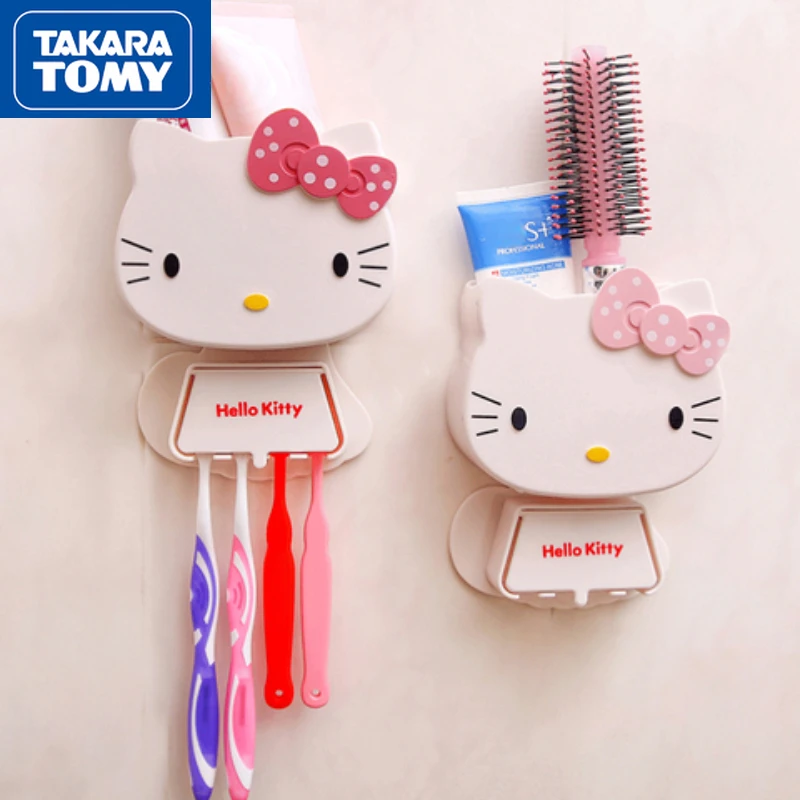 

TAKARA TOMY Creative Cartoon Cute Hello Kitty Multifunctional Toothpaste Toothbrush Holder Bathroom Paste Storage Box