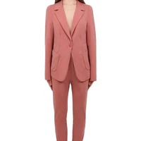 pink women suit coat pants one button notched lapel slim fit lady blazer set office female clothing