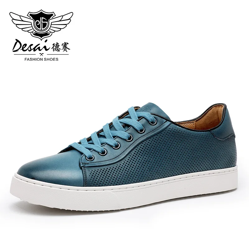 

DESAI Genuine Leather Summer Casual Shoes Men Women Flat Couple Shoes Full Grain Brand White Shoes 2023 New Arrival Fashion