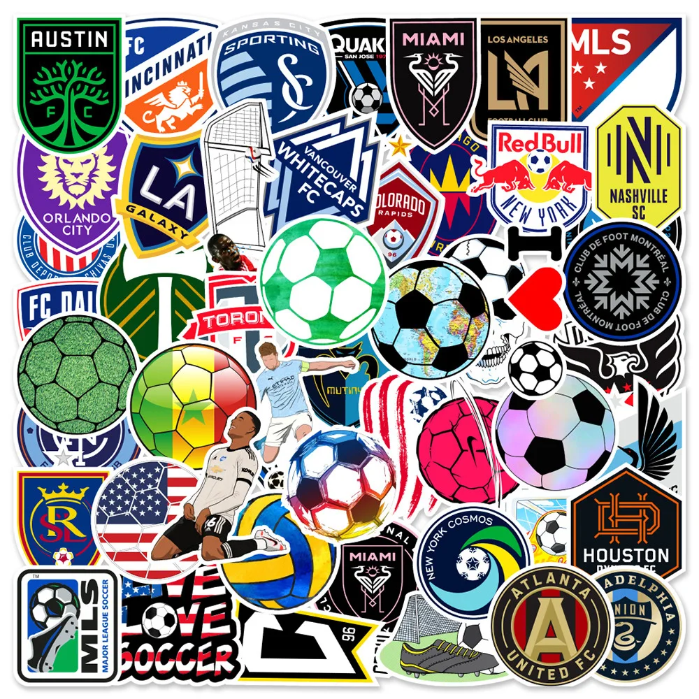 

10/30/50pcs Mls Football Graffiti Stickers Cartoon Sports Brand Logo Decals DIY Laptop Phone Case Car Helmet Kids Sticker Toys