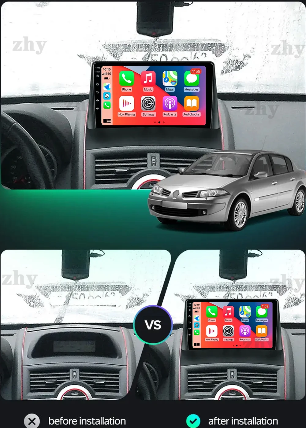 Android 14 Carplay Auto WIFI + 4G Автомобильное радио для Renault Megane 2 2002-2009 Мультимедийный