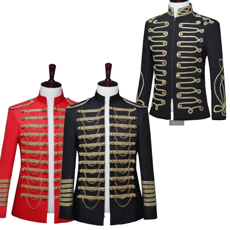 Стимпанк Военные цепочки с кисточками Костюм принца вышивкой Средневековая