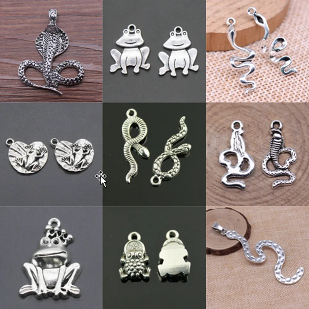 

Snake and frog charms for jewelry making handmade Supplies for jewelry Pendant DIY