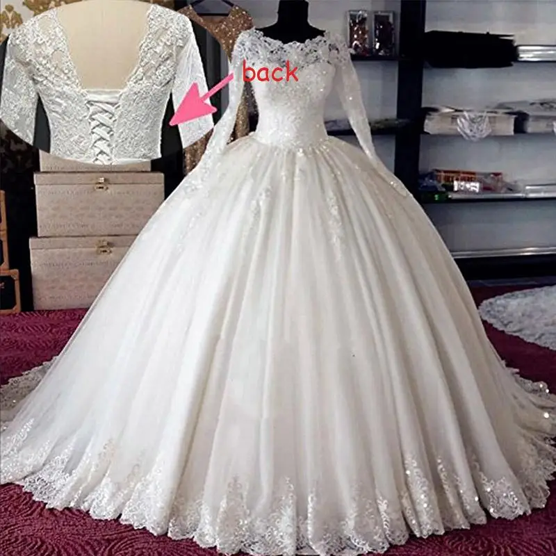 

Vinca Sunny Vestido De Noiva 2023 Long Sleeve Wedding Dresses Fluffy Tulle Lace Beading Sequins Princess robe de mariée