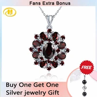 hutang 7 54ct natural black garnet pendant 925 sterling silver necklace fine gemstone jewelry for women gift for christmas