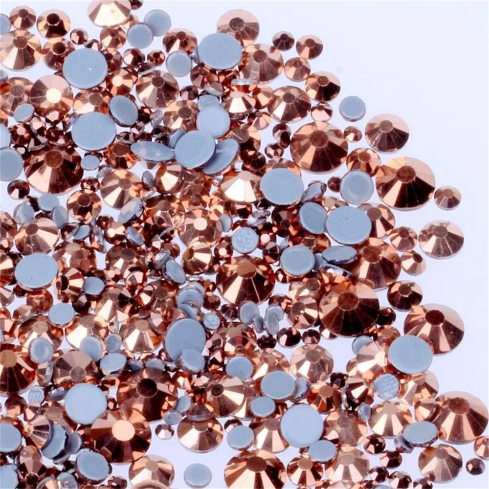 

Розовое золото, все размеры, кристаллы, стразы для дизайна ногтей и ткани