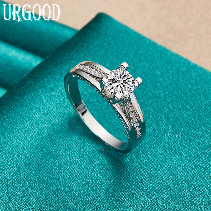 

925 Sterling Silver Jewelry 7-10# Romantic Circle AAA Zircon Charm Ring For Women Birthday Engagement Wedding Fashion Gift