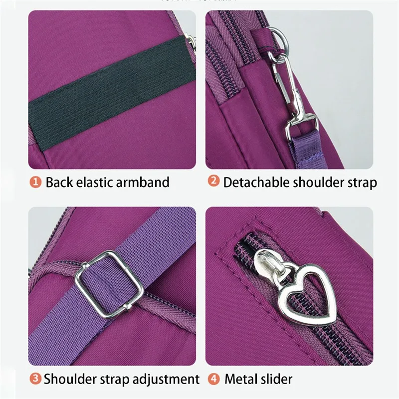 New Mobile Phone Bag Women'S Messenger Bag Hanging Neck Coin Purse Vertical Handbag Crossbody Bag Solid Color Print Shoulder