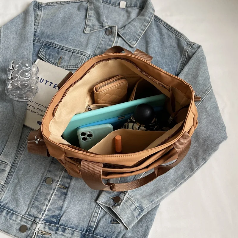 Холщовая Сумка-тоут для женщин повседневная Сумочка на плечо нейлоновая сумка