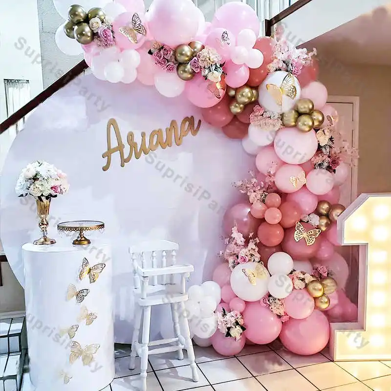 

Maca Retor Pink Balloons Garland Wedding Decoration White Chrome Gold Latex Ballon Arch Birthday Party Globos Baby Shower Decor