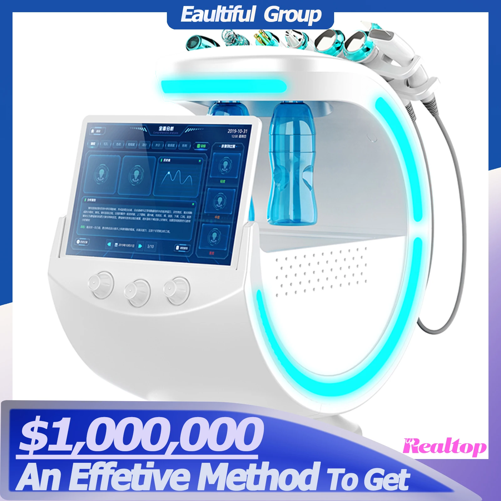 Ultrasound Hydrafacial Professionnel Ice Blue Skin Care Small Bubble Face Cleaner Solution Hydra Facial Analyzer Machine