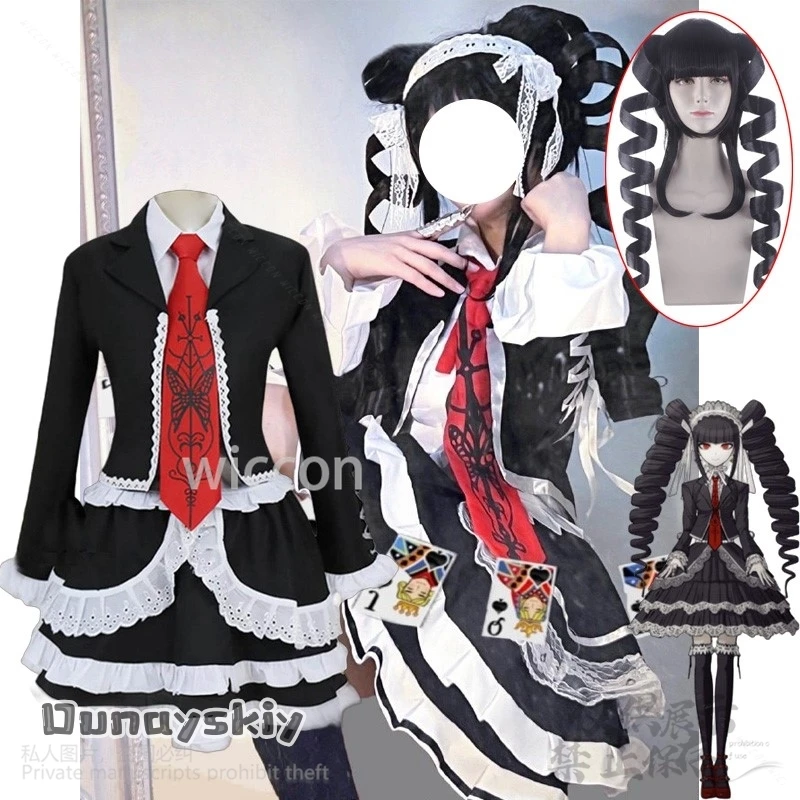 Аниме игра Danganronpaa косплей Celestia Ludenberg костюм Yasuhiro Taeko Lolita школьная форма парики