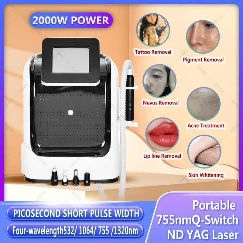 

Portable Beauty Tattoo Removal Beauty Machine Nd Yag Laser Pico Laser 755 1320 1064 532nm Picosecond Pulse Beauty Machine