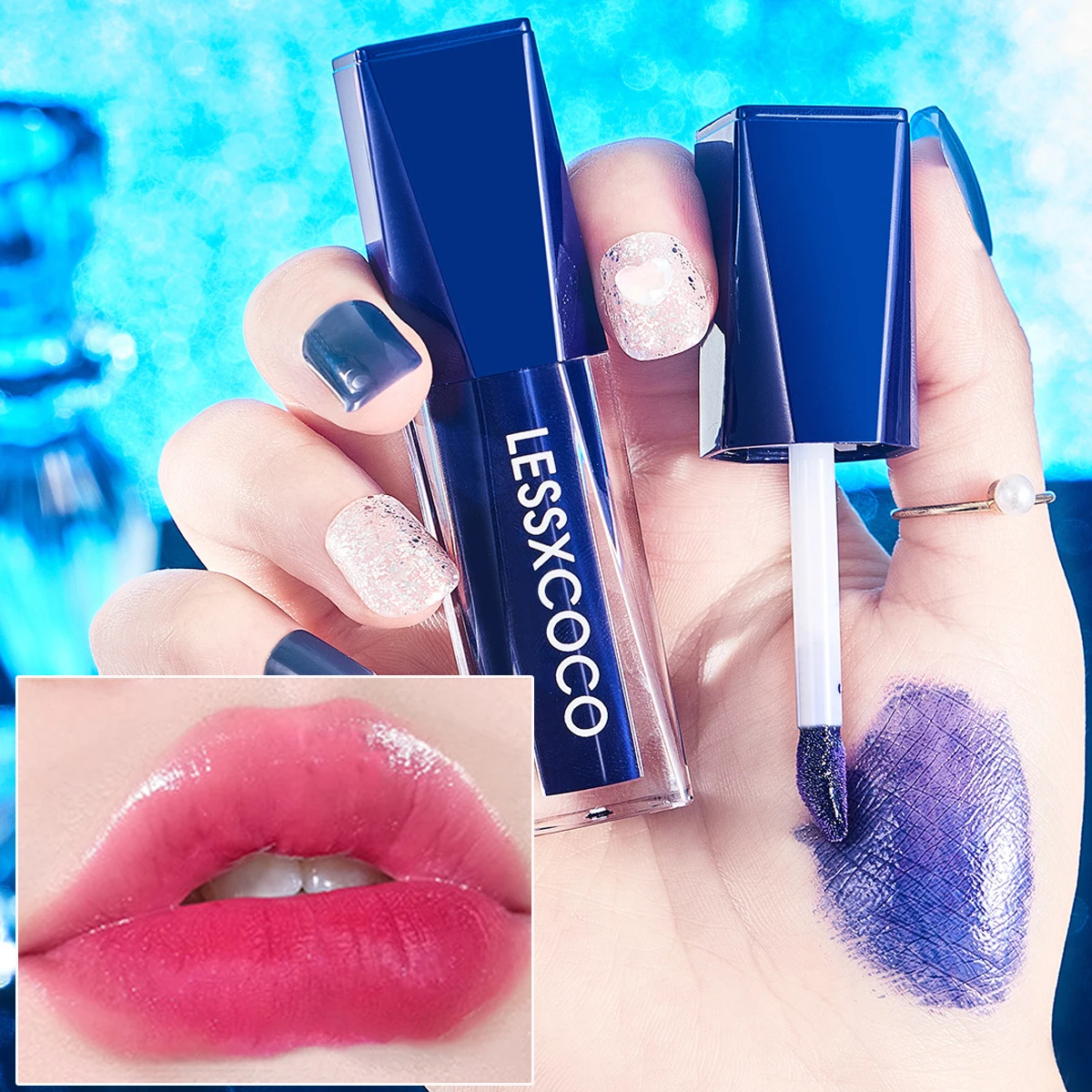 

Blue Rose Temperature Color Changing Lipstick Lip Moisturizing Balm Female Makeup Sexy Non-stick Cup Lip Gloss Shiny Lipsticks