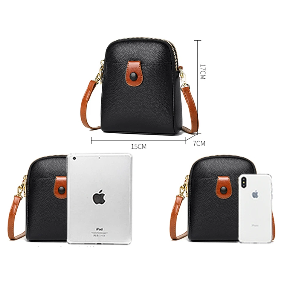 Двухслойная сумка для телефона из натуральной кожи женская высокого качества