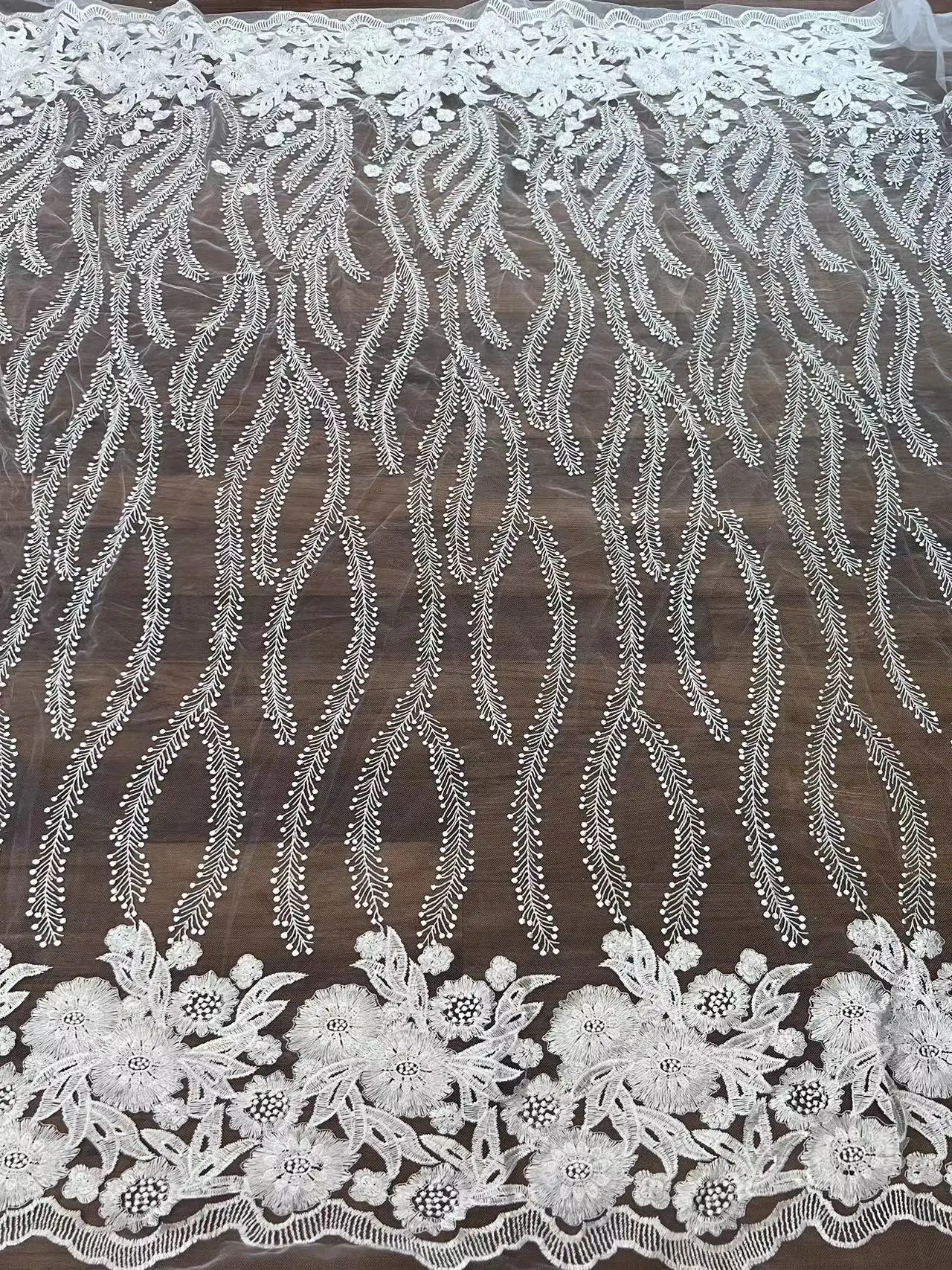 

ivory bridal lace fabric wedding gown lace fabric sequins lace fabric embroidery lace brida lace sell by yard