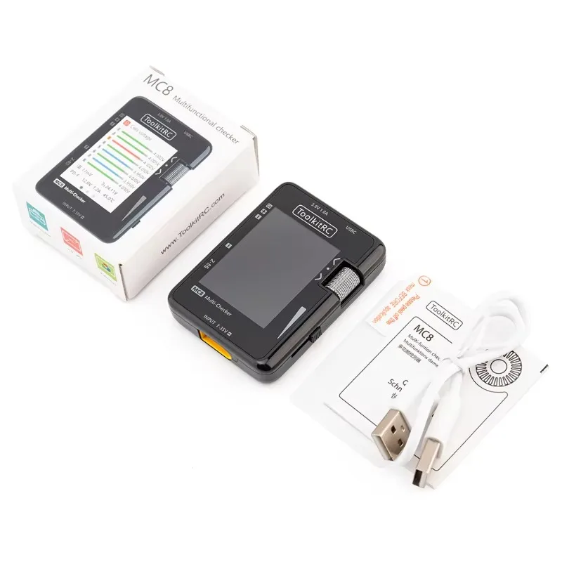DroMaToolkitRC MC8 Smart 32-битный мультичекер для батарей с быстрой зарядкой через USB-C, выходом PWM, тестером сигналов PPM и SBUS. (art.: 3920dcf467e32) - 3920dcf467e32