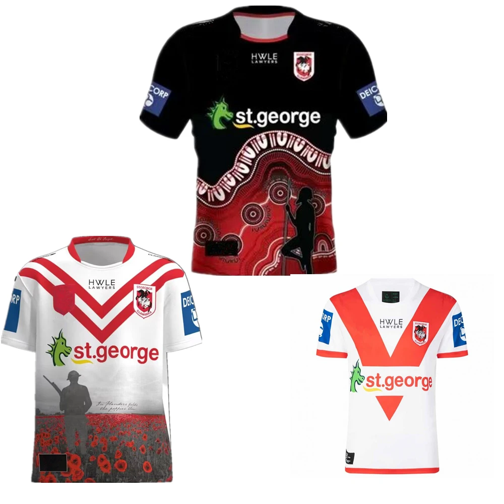 

2023 2024 St George Dragons indigenous ANZAC rugby jersey Australia Dragons Retro rugby shirt big size 5xl