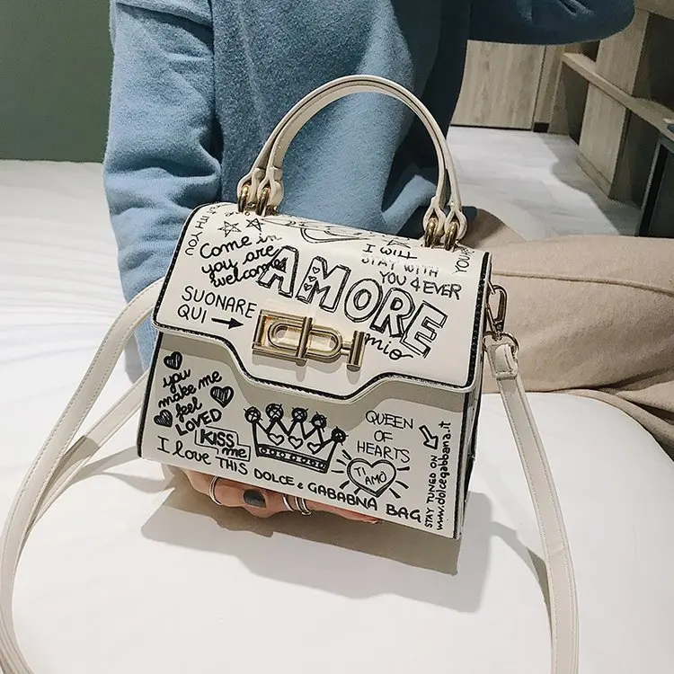 

Fashion Graffiti Women Handbags PU Leather Small Flap Luxury Crossbody Bags for Women Clutch Purse Shoulder Bags bolsa feminina