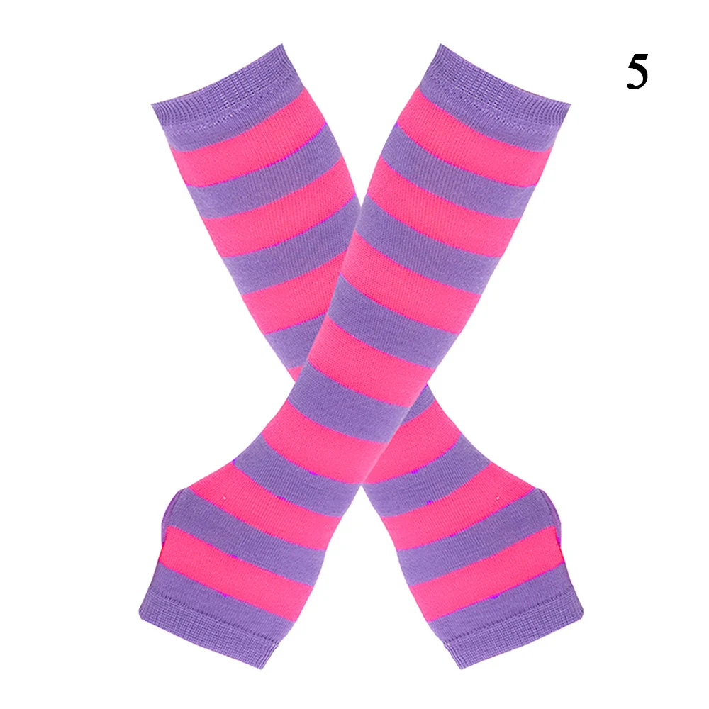 Модные женские полосатые перчатки Y2K для девочек теплые вязаные длинные без