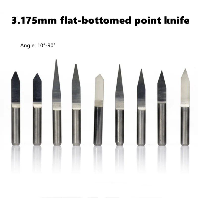 

10pcs3.175mm flat bottom sharp knife 10°-90° relief taper sharp knife CNC computer engraving machine tool