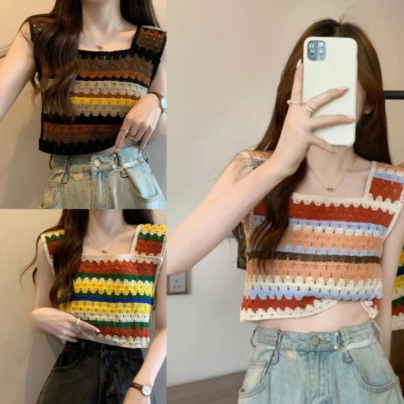 

Colorful Patchwork Jokers Daily Clothing Colorful Cropped Sleeveless Top 10CE