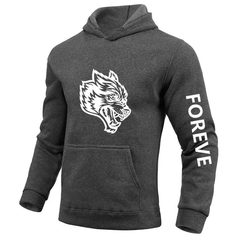 

Мужская толстовка с капюшоном, новинка 2023, уличная одежда в стиле хип-хоп, пуловер с принтом волка, пуловер с карманами, толстовка, модная Толстовка