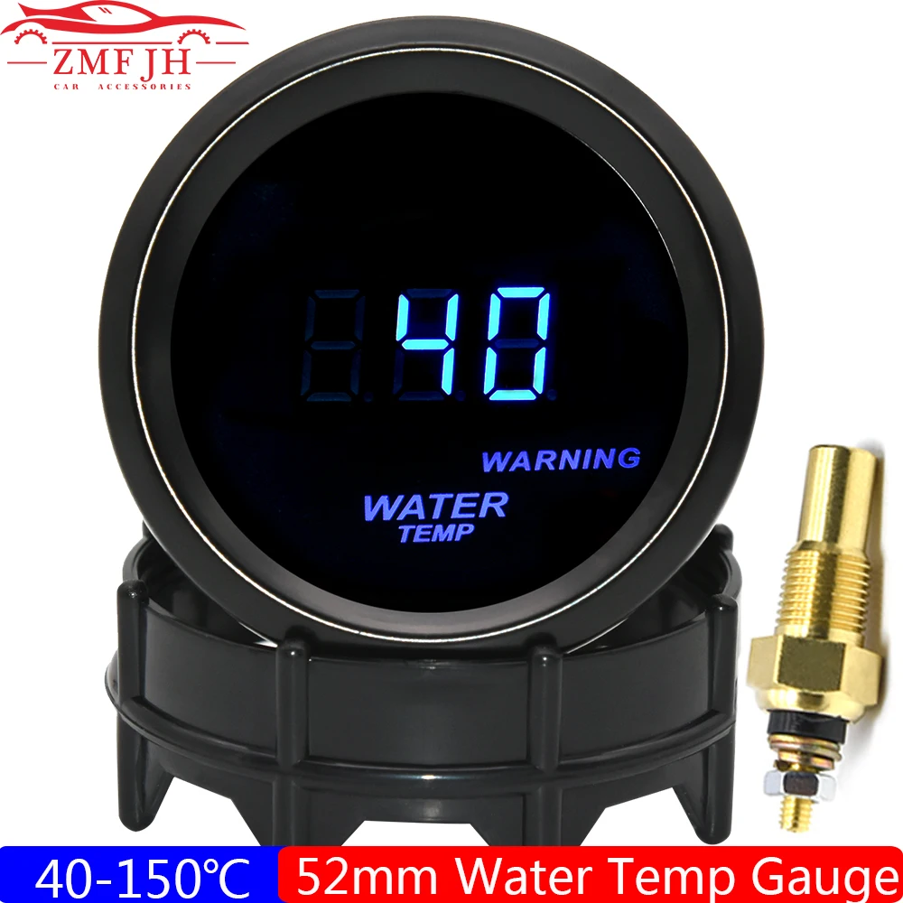 

Smoke Lens Auto Car Gauge 40-150 Celsius Water Temperature Gauge with Alarm 52mm Water Temp Sensor 1/8NPT for Gasoline Car 12V